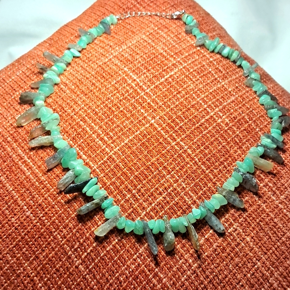 Green Aventurine with Kyanite necklace